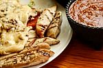 Chicken Fajitas On With Red Sauce Stock Photo