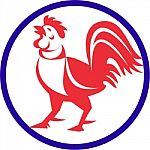 Chicken Rooster Crowing Circle Retro Stock Photo