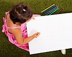 Child Is Drawing Stock Photo