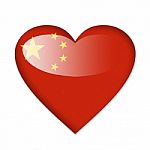 China Flag In Heart Shape Stock Photo