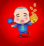 Chinese New Year Man With Smile Mask Stock Photo