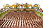 Chinese Temple Top With Dragon Stock Photo