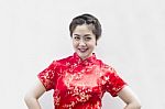 Chinese Young Woman With Tradition Clothing Stock Photo