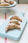 Chocolate Filled Crescent Rolls (croissants) With Ice Sugar Topp Stock Photo