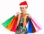 Christmas Girl From Shopping Stock Photo