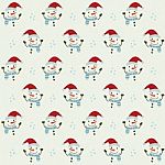 Christmas Seamless Pattern With Snowman Stock Photo