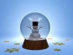 Christmas Snowglobe With Snowman Inside Stock Photo