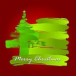 Christmas Tree Whit Paint Brush Stock Photo