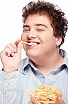 Chubby Man And Food Stock Photo