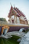 Church On Swan Boat At Wat Cha Lor Temple, Nonthaburi Stock Photo