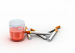 Cigarettes With Alcohol Stock Photo