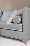 Classic Grey Sofa With Pillows Stock Photo