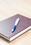 Classic Leather Notebook With Pen Stock Photo