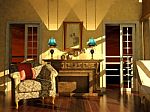 Classic Living Room Interior In Dusk Light Stock Photo