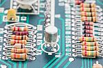 Close Up Electronic Circuit Board Stock Photo