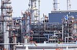 Close Up Exterior Stromg Metal Structure Of Oil Refinery Plant I Stock Photo