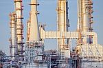 Close Up Exterior Strong Metal Structure Of Oil Refinery Plant I Stock Photo