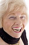 Close Up Of Laughing Old Woman Stock Photo