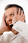 Close Up Of Shouting Businessman Stock Photo