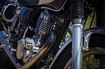 Close Up Old Vintage Motorcycle Cylinder Block Stock Photo