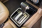 Closeup Detail Of Modern Car Interior. Automatic Transmission Car Select Focus Stock Photo