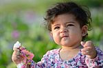 Closeup Of Cute Adorable Beautiful Face Of Mixed Race Baby With Stock Photo