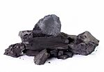 Coal On White Background Stock Photo