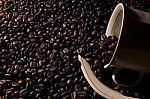 Coffe Beans And Cup Stock Photo