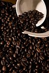 Coffe Beans And Cup Stock Photo