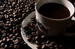 Coffe Beans And Cup Stock Photo