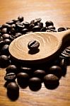 Coffe Beans Displayed Stock Photo