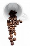 Coffe Beans On White Mug Stock Photo