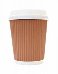 Coffee Cup And Heat Insulation On White Background Stock Photo