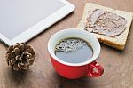 Coffee Cup And Tablet Stock Photo
