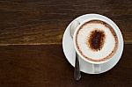 Coffee Cup On Table Wood Background Stock Photo