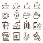 Coffee Icons Set Brown Color Stock Photo
