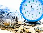 Coin Saving Time Concept Stock Photo