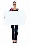 College Student Holding White Board Stock Photo