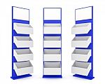 Color Blue Shelves Stand Design On White Background Stock Photo