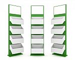 Color Green Shelves Stand Design Stock Photo