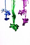 Color Inks In Water Stock Photo