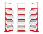 Color Red Shelves Stand Design Stock Photo