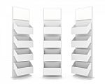 Color White Shelves Stand Design On White Background Stock Photo