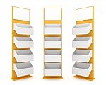 Color Yellow Shelves Stand Design Stock Photo