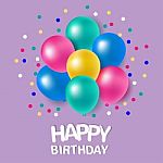 Colorful Balloons With Message For Happy Birthday Stock Photo