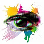 Colorful Halftone Screen Eye Stock Photo