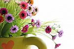 Colorful Is Flowers In A Vase Stock Photo
