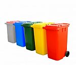 Colorful Recycle Bins Stock Photo