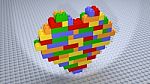 Colourful Heart Bricks Constructed On White Base Stock Photo