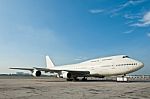 Commercial Airplane Parking Stock Photo